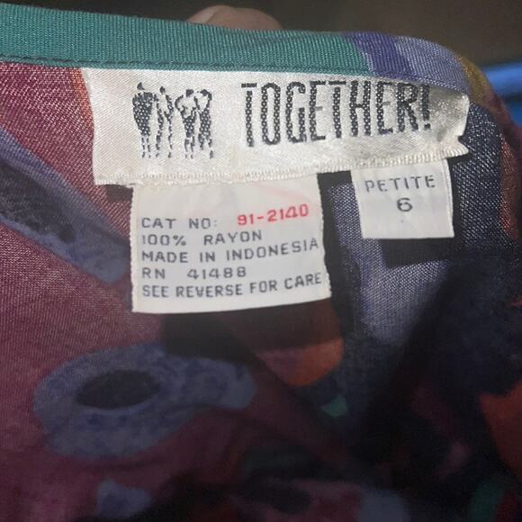 VNTG TOGETHER bright pattern midi dress 6 - Picture 2 of 5